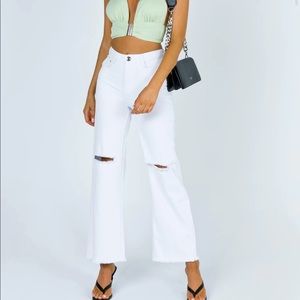 Wide legged white jeans